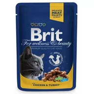 Mokra karma dla kotów - Brit Premium Cat Adult Kurczak + Indyk Saszetka 100G - miniaturka - grafika 1