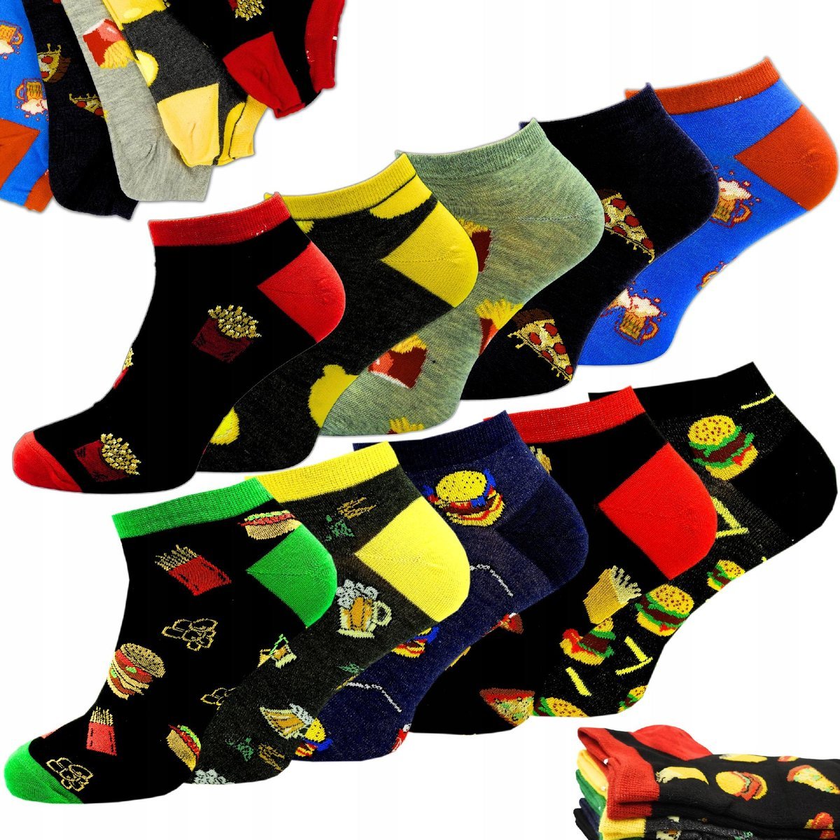 10x Skarpety Krótkie Stopki Kolorowe Męskie Bawełniane Skarpetki 44/46