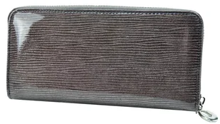 Portfel Damski Skóra Naturalna Lakierowana GREGORIO Duży Z Metalowym Suwakiem Piórnik PT-111 SZARY 18,5 x 9,5 x 3,5 [cm] - Portfele - miniaturka - grafika 5