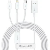 Kable - Kabel szybkiego ładowania  Baseus Superior Data USB do M+L+C 3.5A 0.5M(White) - miniaturka - grafika 1