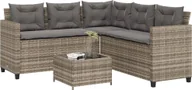 Meble ogrodowe - vidaXL vidaXL Narożnik ogrodowy z poduszkami i stolikiem, rattan PE, szary - miniaturka - grafika 1