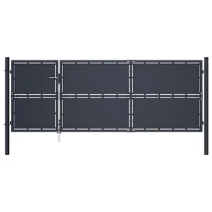 vidaXL Lumarko Brama ogrodzeniowa, stalowa, 350 x 125 cm, antracytowa! 144537 - Akcesoria do ogrodzeń - miniaturka - grafika 1