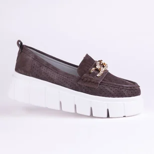 Mokasyny damskie ażurowe GOODIN GD-FT-127 skóra zamsz ażurek lekkie brąz 38 - Mokasyny damskie Mokasyny damskie ażurowe GOODIN GD-FT-127 skóra zamsz ażurek lekkie brąz 38 - Mokasyny damskie - miniaturka - grafika 1