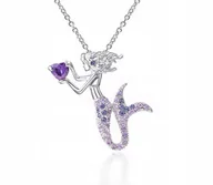 Wisiorki - Naszyjnik wisiorek Syrenka Fioletowa Z Diamencikami Syrena prezent - miniaturka - grafika 1