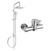 Baterie umywalkowe - Mexen Tord zestaw prysznicowy natynkowy z deszczownicą i baterią prysznicową Kama, chrom - miniaturka - grafika 1