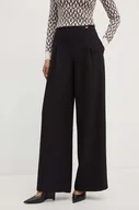 Spodnie damskie - Armani Exchange spodnie z domieszką wełny kolor czarny szerokie high waist 6DYP18 YN1XZ - miniaturka - grafika 1