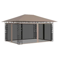 Altany ogrodowe - vidaXL Altana ogrodowa z moskitierą, 4x3x2,73 m, kolor taupe, 180 g/m 312252 - miniaturka - grafika 1