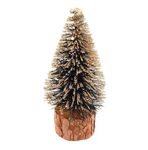 Choinka Sztuczna Na Pniu Z Brokatem Czarna Złota 15 Cm - Choinki - miniaturka - grafika 1