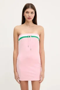 Juicy Couture sukienka welurowa VELOUR STRIPE TUBE DRESS kolor różowy mini dopasowana JCWED225353 - Sukienki - miniaturka - grafika 1