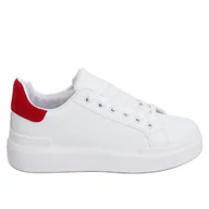 Trampki damskie - Trampki damskie białe 85-428 WHITE/RED czerwone - ButyModne - miniaturka - grafika 1