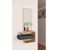 Lustra - Lustro ścienne z półką STELLA 90x49 cm brąz/antracyt - miniaturka - grafika 1