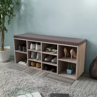 vidaXL vidaXL Szafka na buty z siedziskiem, 10 przegród, kolor dębu - Szafki na buty - miniaturka - grafika 1