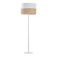 Lampy stojące - Euluna Lampa podłogowa Linobianco, klosz z tkaniny i juty - miniaturka - grafika 1