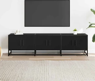 vidaXL Szafka pod TV czarna 150x35x41 cm materiał drewnopochodny i metal - Szafki RTV - miniaturka - grafika 1