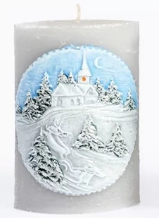 Lumarko Świeca Pejzaż Zimowy Elipsa 10x6,5x15cm Parafinowa Szara! - Świece - miniaturka - grafika 1