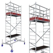 Rusztowania - Rusztowanie aluminiowe ClimTec firmy KRAUSE - wysokość robocza 5m + rolki jezdne 150mm z regulacją - miniaturka - grafika 1