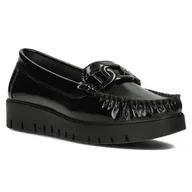 Moda i Uroda OUTLET - Skórzane półbuty damskie Filippo DP3334/23 BKL czarny - miniaturka - grafika 1