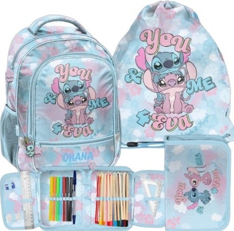 Plecak Szkolny Dla Dziewczynki Tornister Klasa 1 3 Lilo&stitch Duży Zestaw