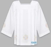 Szaty liturgiczne - Komża kapłańska haftowana - wzór: Krzyż (srebro/złoto) - miniaturka - grafika 1