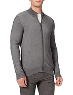 Kurtki męskie - Pierre Cardin Męska kurtka dzianinowa Zip Bicolor Rib Structure, szary, M - miniaturka - grafika 1