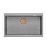Zlewozmywaki - DASH 110 GraniteQ zlewozmywak silver stone 76x44x23,5 cm 1-komorowy wpuszczany z syfonem manualnym miedziany - miniaturka - grafika 1