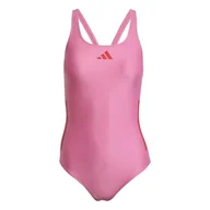 Stroje kąpielowe - adidas Damski strój kąpielowy z 3 paskami C-Back 40, Pulse Magenta/Better Scarlet, 44 - miniaturka - grafika 1