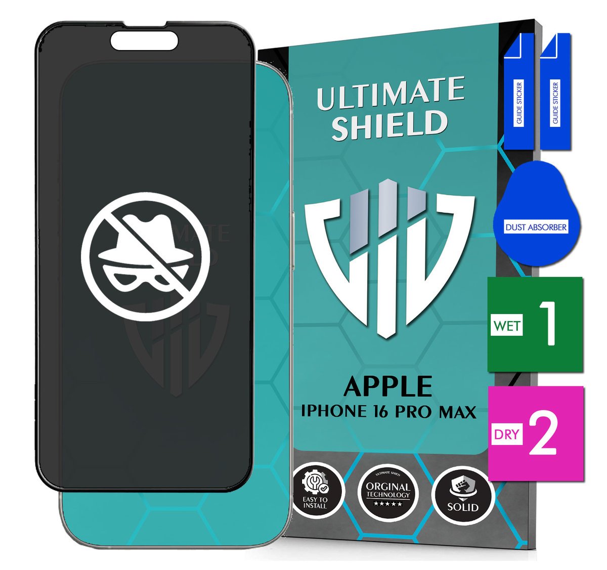 SZKŁO PRYWATYZUJĄCE DO APPLE IPHONE 16 PRO MAX ANTYSZPIEGOWSKIE 9H 5D