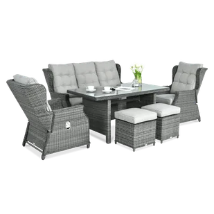 Meble technorattanowe BALTIMORE DINING + PUFY Dark Grey - Meble ogrodowe - miniaturka - grafika 1