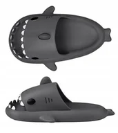 Skarpetki dla dzieci - GRUBE KLAPKI NA BASEN REKINY ANTYPOŚLIZGOWE KAPCIE SHARK CZARNE 33-34 - miniaturka - grafika 1