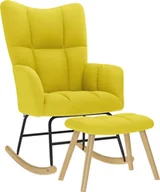 Fotele - Fotel bujany z podnóżkiem Tkanina jasnożółta - miniaturka - grafika 1