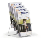 Systemy ekspozycyjne i znaki informacyjne - B2B Partner Uchwyt stołowy na ulotki, 4x A4 08411-bílá (10947) - miniaturka - grafika 1