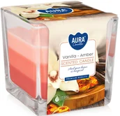 Świece - Świeca zapachowa w szkle trójkolorowa BISPOL 32H WANILIA - BURSZTYN - miniaturka - grafika 1