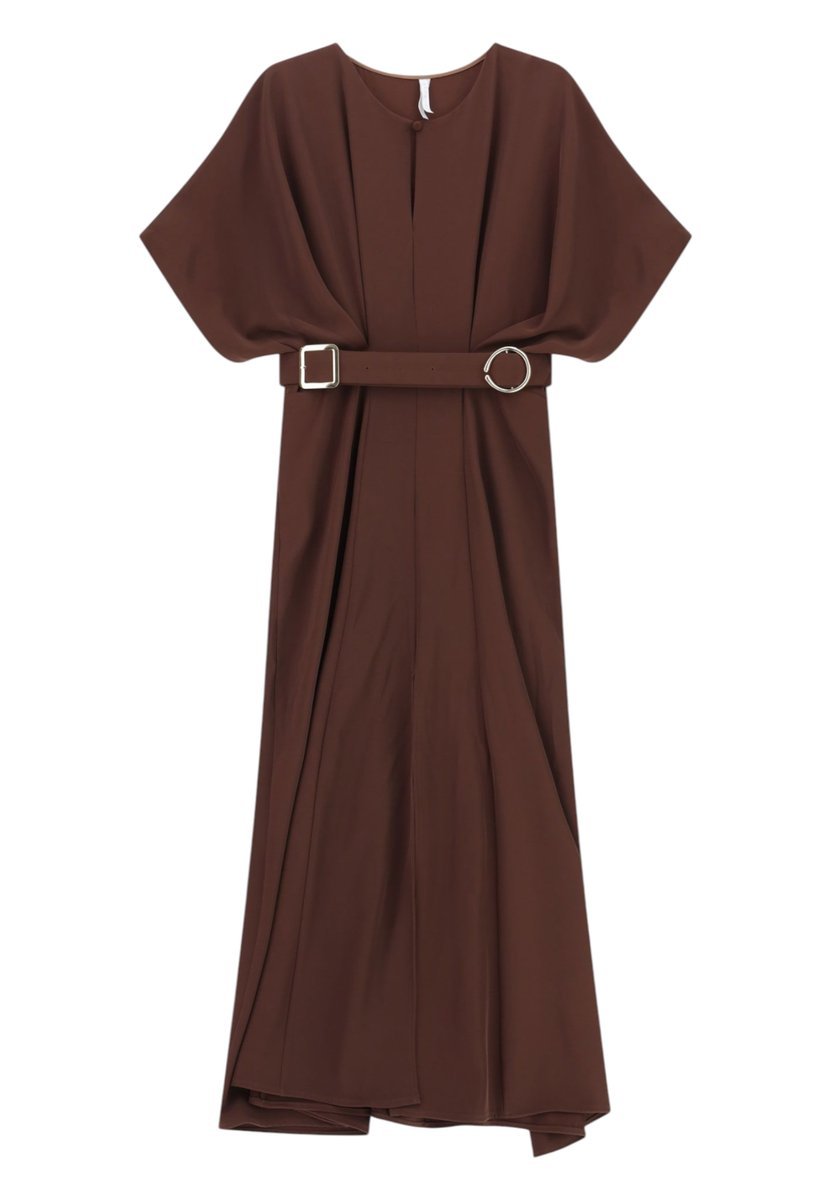 Abito lungo elegante con cintura in vita e spacco laterale Donna Imperial