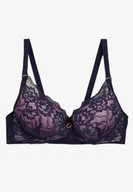 Biustonosze - Fioletowo-Różowy Biustonosz z Koronką i Funkcją Push Up Wifia - Renee - miniaturka - grafika 1