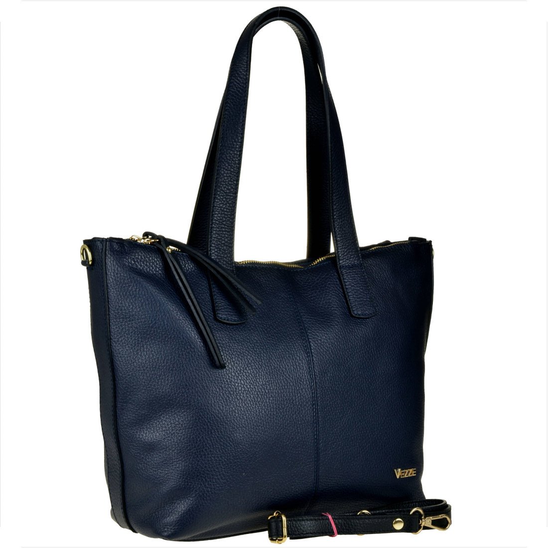 VEZZE Włoska torebka shopper skórzana granat