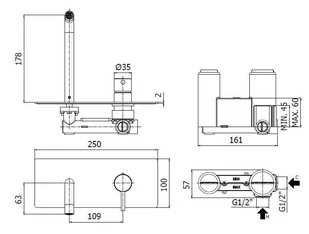 Paffoni Light Bateria umywalkowa podtynkowa czarny nikiel LIG105NKN - Baterie podtynkowe - miniaturka - grafika 1