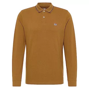Lee Męska koszulka polo Ls Pique, brązowy, XL - Koszulki męskie - miniaturka - grafika 1