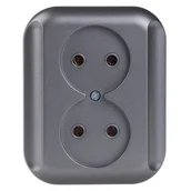 Gniazdka elektryczne - Gniazdo podwójne 2x2p 16A, 250V TOPAZ antracyt - miniaturka - grafika 1