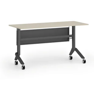 Mobilny stół PRIMO MOVE, 1400 x 600 mm, podstawa czarna, brzoza - Biurka - miniaturka - grafika 1