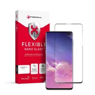 Szkła hartowane na telefon - Forcell Szkło hybrydowe Flexible 5d Full Glue Do Samsung Galaxy S10+ Czarny (Hot Bending) - Działający Czytnik - miniaturka - grafika 1