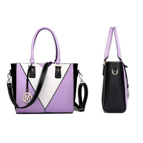 Miss Lulu Elegancka damska torba z uchwytem na górze, luksusowa, minimalistyczna, modna torba crossbody z blokowaniem kolorów, wszechstronna, do użytku biznesowego i na co dzień, Fioletowy