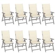 Fotele i krzesła ogrodowe - vidaXL Lumarko Rozkładane krzesła ogrodowe z poduszkami, 8 szt., lita akacja! 3075143 - miniaturka - grafika 1