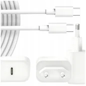 Ładowarki do telefonów - Zestaw Ładowarka USB-C + Kabel USB-C Szybkie Ładowanie ADAPTER UNIWERSA - miniaturka - grafika 1