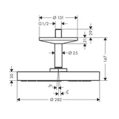 Deszczownice - Axor One Deszczownica 28,2 cm z ramieniem sufitowym mosiądz szczotkowany 48493950 - odbiór osobisty: Kraków, Warszawa - miniaturka - grafika 1
