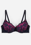 Biustonosze - Granatowo-Fuksjowy Biustonosz Koronkowy z Efektem Push-Up Eferi - miniaturka - grafika 1