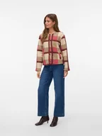 Kurtki damskie - Vero Moda Kurtka pluszowa w kolorze beżowo-jasnoróżowym - miniaturka - grafika 1