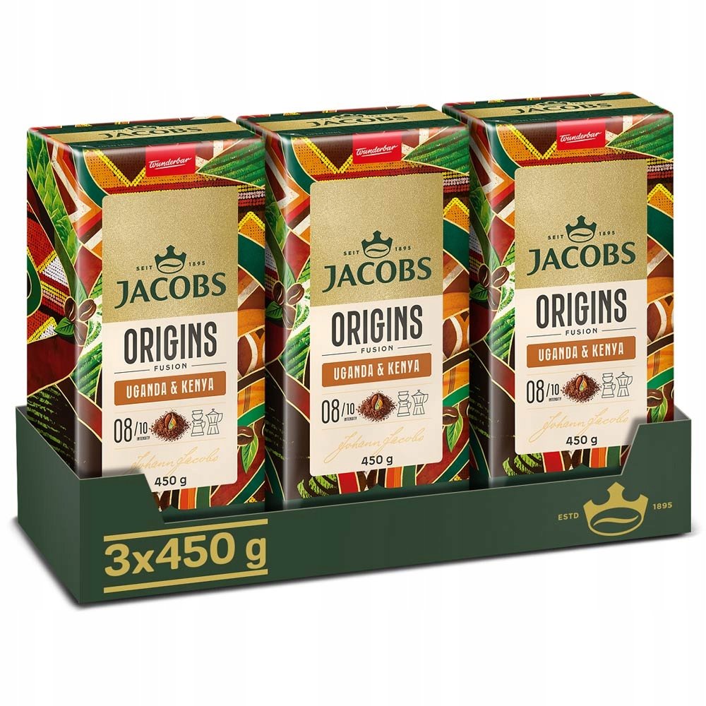Kawa mielona Jacobs Origins Fusion Uganda & Kenya zestaw 3x 450g
