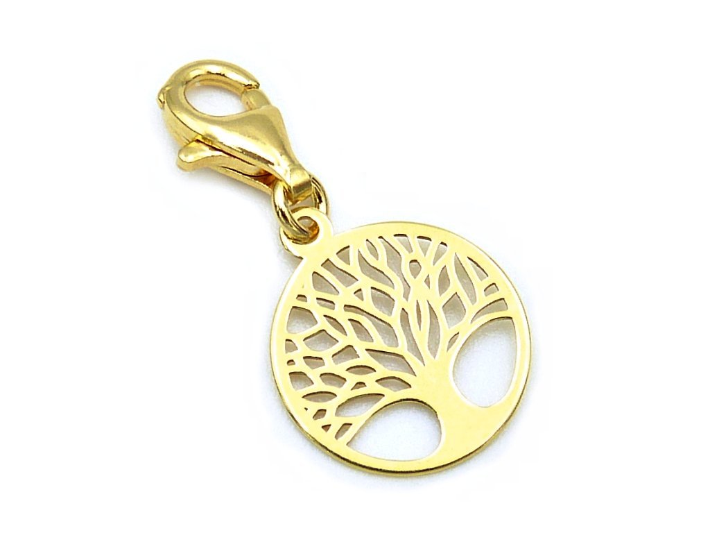Pozłacany charms zawieszka ażurowe drzewo