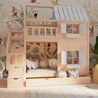 Łóżka dla dzieci i młodzieży - Łóżko piętrowe ze sklejki domek z widokiem - miniaturka - grafika 1