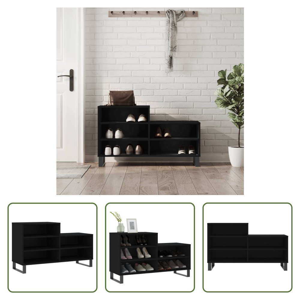 Stojak na buty The Living Store czarny 102x36x60 cm materiał drewnopochodny